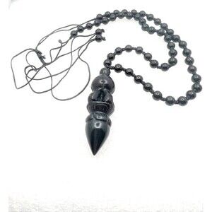 Rainbow Obsidian Good Luck Pendant on a Black Obsidian Necklace